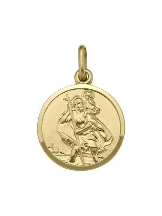 10, 14 Karat Yellow Gold Solid Saint Christopher Medallion