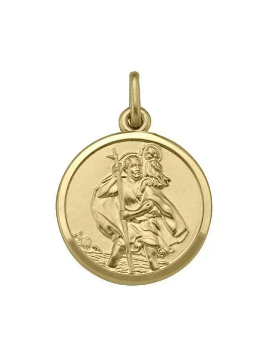 10, 14 Karat Yellow Gold Solid Saint Christopher Medallion