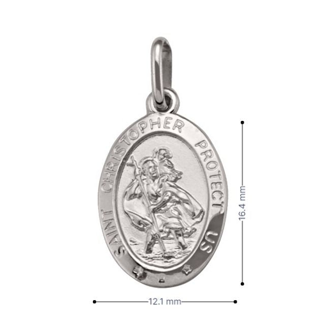 14 Karat White Gold Solid Saint Christopher Medallion