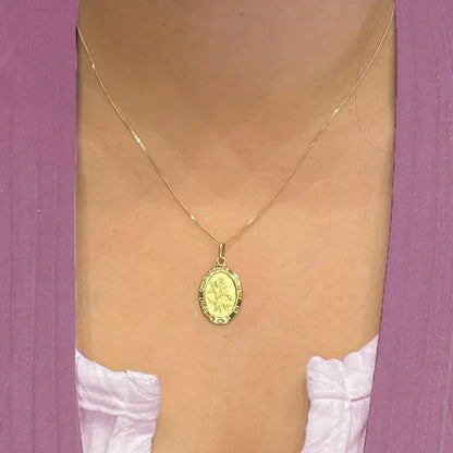 10, 14 Karat Yellow Gold Solid Saint Christopher Medallion