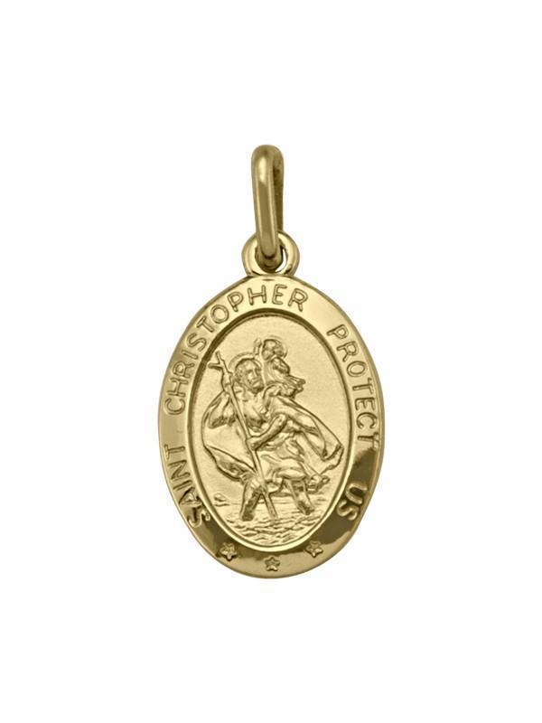 10, 14 Karat Yellow Gold Solid Saint Christopher Medallion