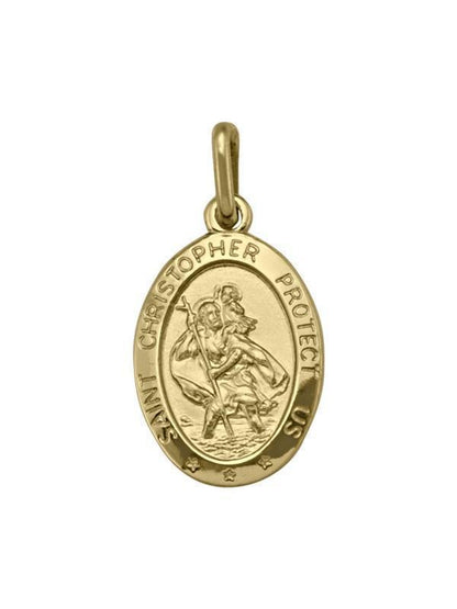 10, 14 Karat Yellow Gold Solid Saint Christopher Medallion