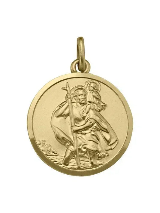 10, 14 Karat Yellow Gold Solid Saint Christopher Medallion