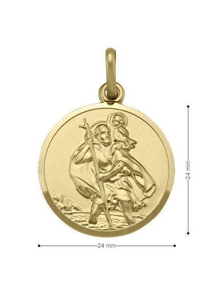 10, 14, 18 Karat Yellow Gold Solid Saint Christopher Medallion