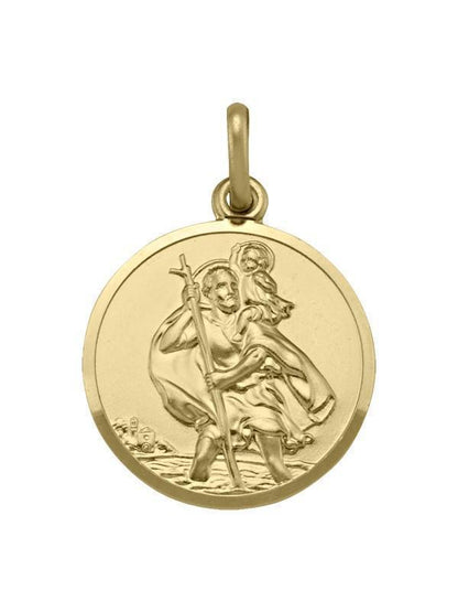 10, 14 Karat Yellow Gold Solid Saint Christopher Medallion