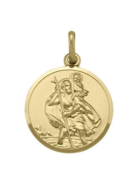 10, 14 Karat Yellow Gold Solid Saint Christopher Medallion