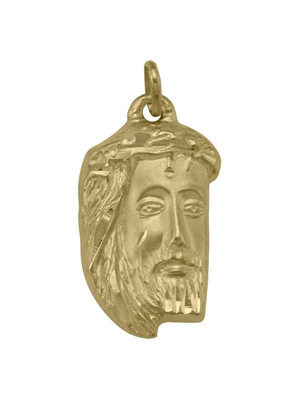 14, 18 Karat Small Yellow Gold Solid Medallion with Jesus