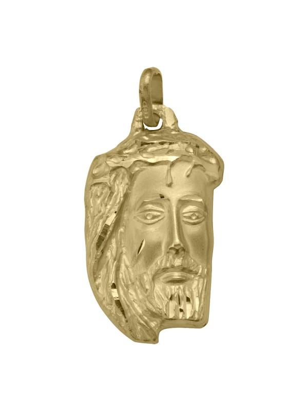 14, 18 Karat Medium Yellow Gold Solid Medallion with Jesus