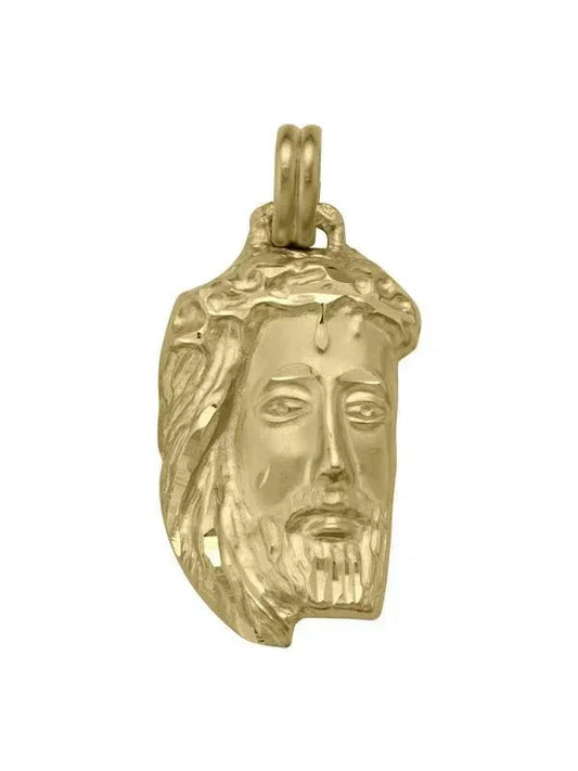 14 Karat Large Yellow Gold Solid Medallion with Jesus