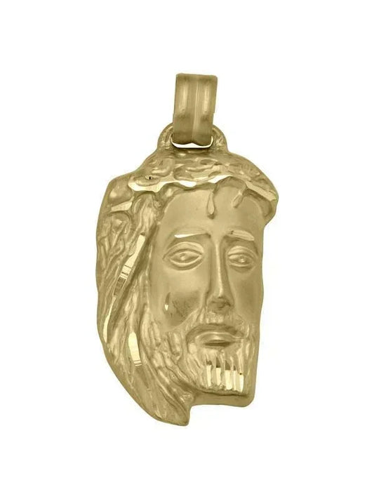 14 Karat Extra Large Yellow Gold Solid Medallion with Jesus