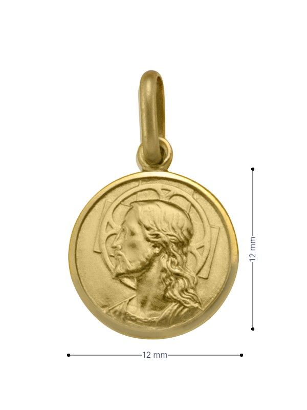 10, 18 Karat Small Yellow Gold Solid Medallion with Jesus