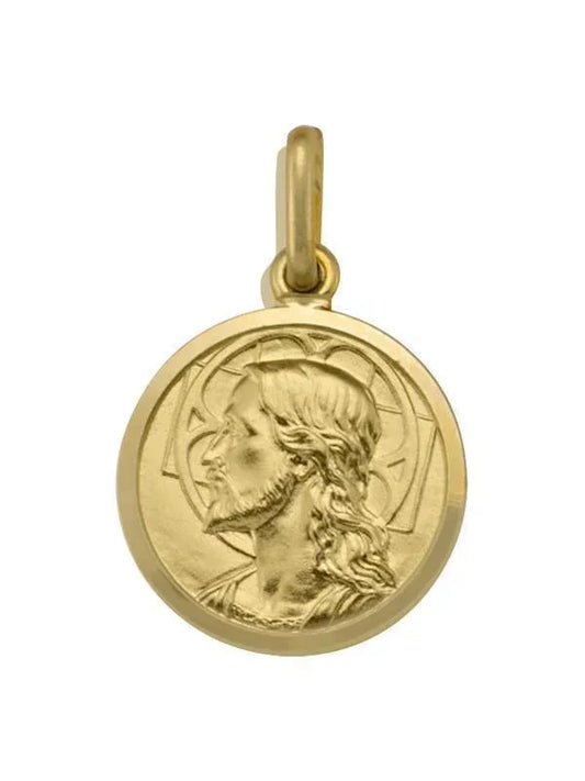 10 Karat Yellow Gold Medium Solid Medallion with Jesus