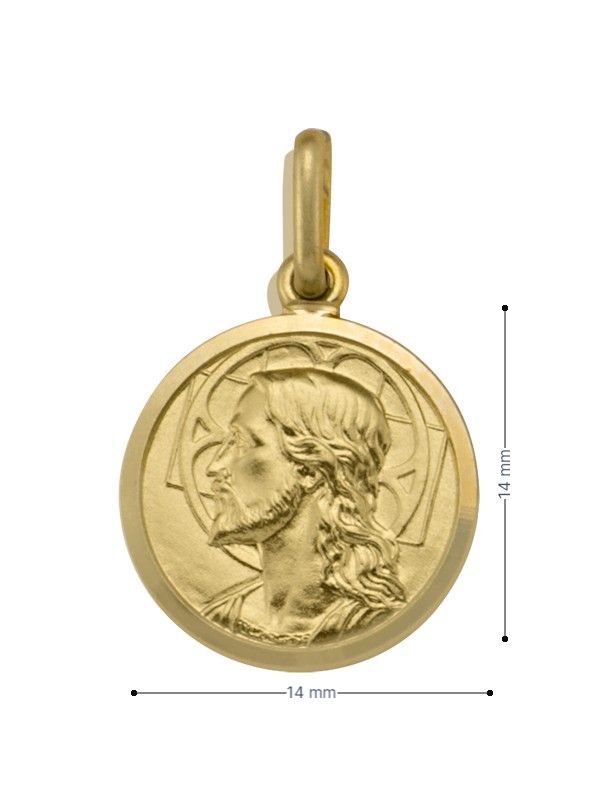 10, 18 Karat Yellow Gold Medium Solid Medallion with Jesus