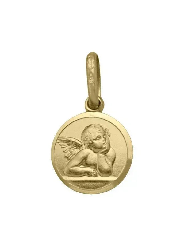 10, 14 Karat Yellow Gold Solid Angel Medallion