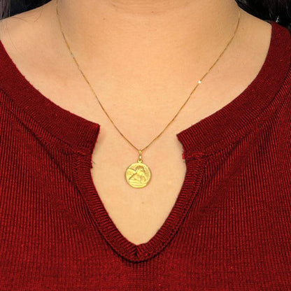 10, 14 Karat Yellow Gold Solid Angel Medallion
