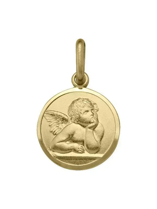 10, 14 Karat Yellow Gold Solid Angel Medallion