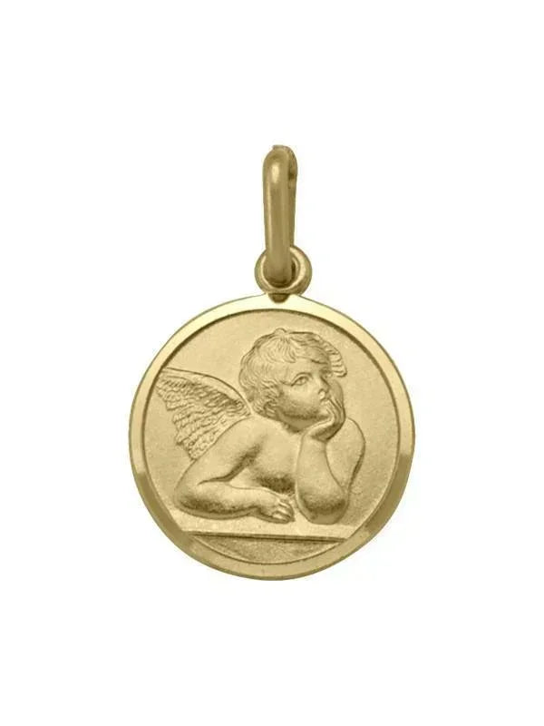 10, 14 Karat Yellow Gold Solid Angel Medallion