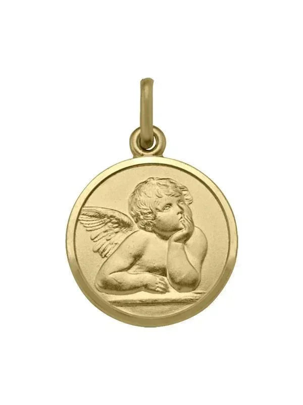 10, 14 Karat Yellow Gold Solid Angel Medallion