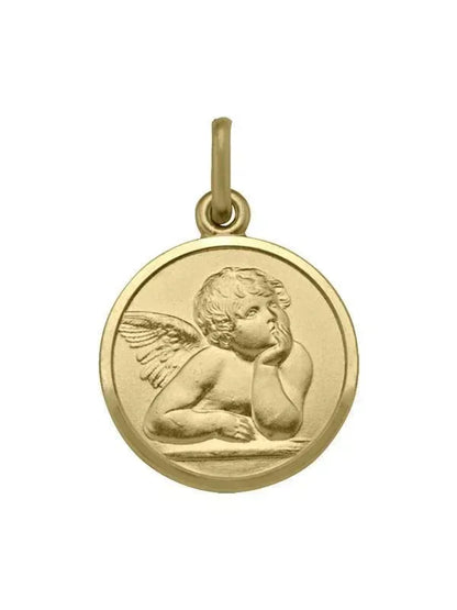 10, 14 Karat Yellow Gold Solid Angel Medallion