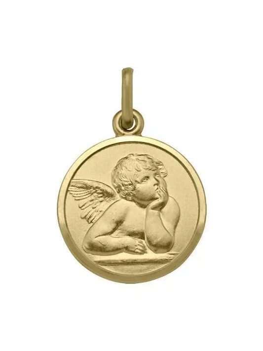 10, 14 Karat Yellow Gold Solid Angel Medallion