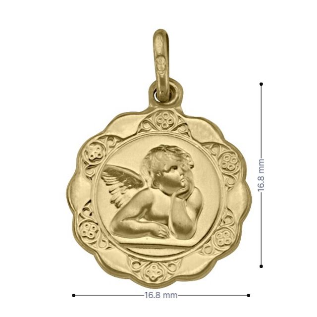 10, 14, 18 Karat Yellow Gold Hollow Angel Medallion