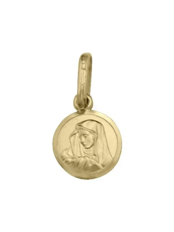 10, 14 Karat Yellow Gold Tiny Solid Madonna Medalion.