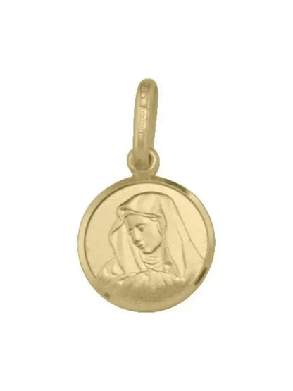 10, 14 Karat Yellow Gold Very Small Solid Madonna Medalion.