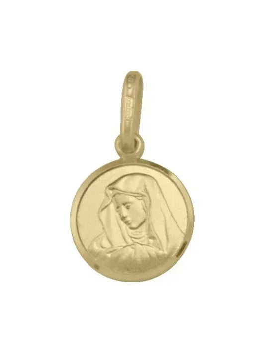 10, 14 Karat Yellow Gold Very Small Solid Madonna Medalion.