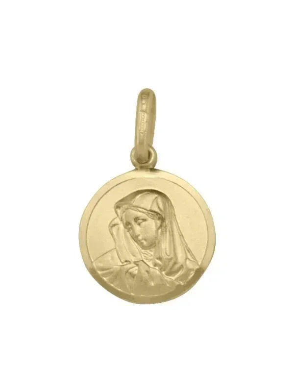 10, 14 Karat Yellow Gold Small Solid Madonna Medalion.