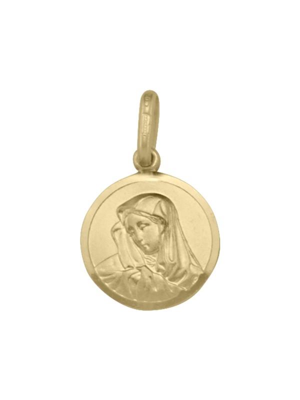10, 14, 18 Karat Yellow Gold Small Solid Madonna Medalion.