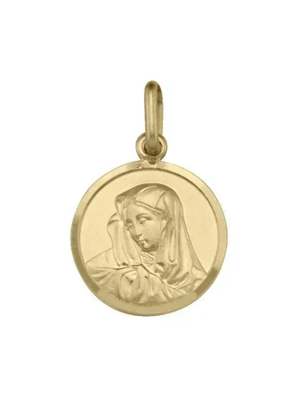10, 14 Karat Yellow Gold Solid Madonna Medalion.