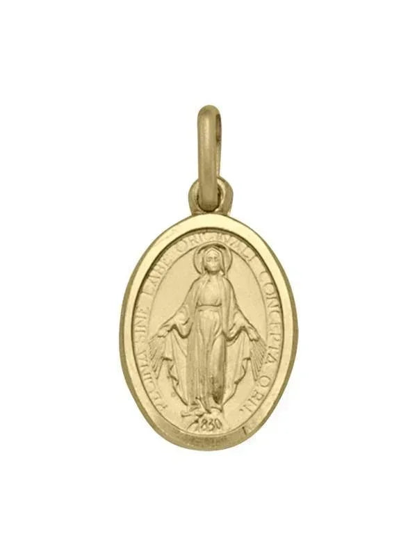 10, 14 Karat Yellow Gold Solid Miraculous Small Medalion