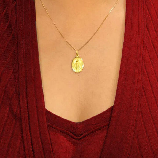 10, 14 Karat Yellow Gold Solid Miraculous Medium Medalion