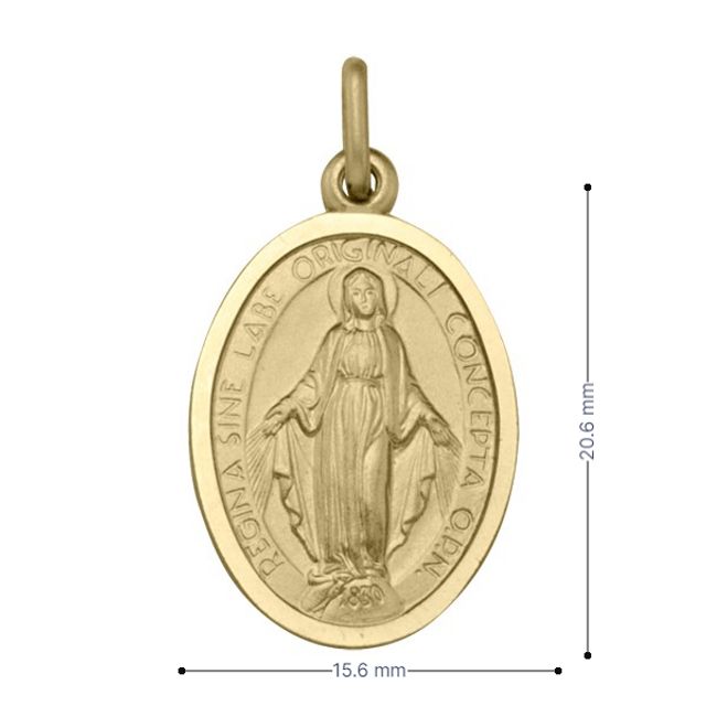 10, 14, 18 Karat Yellow Gold Solid Miraculous Medium Medalion