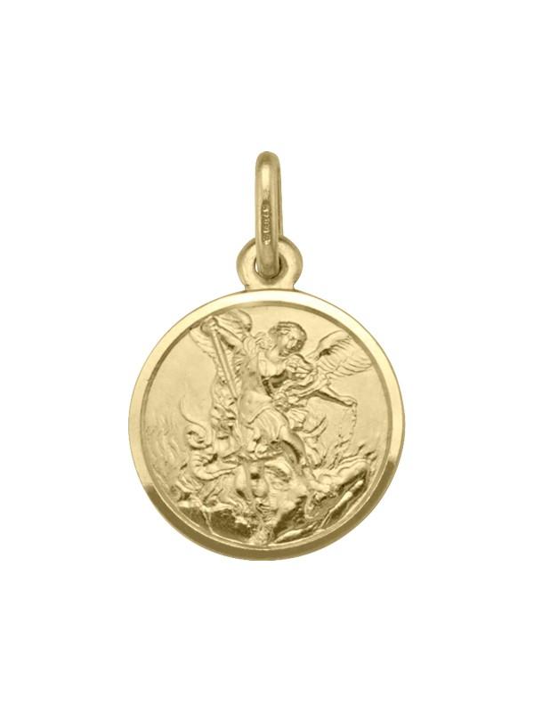 18 Karat Yellow Gold Solid St. Michael Medalion