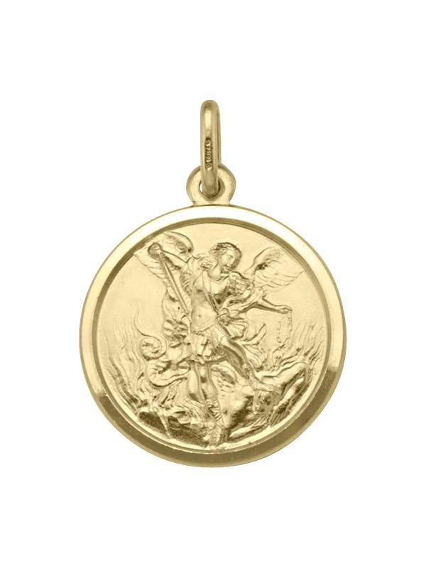 18 Karat Yellow Gold Solid St. Michael Medalion