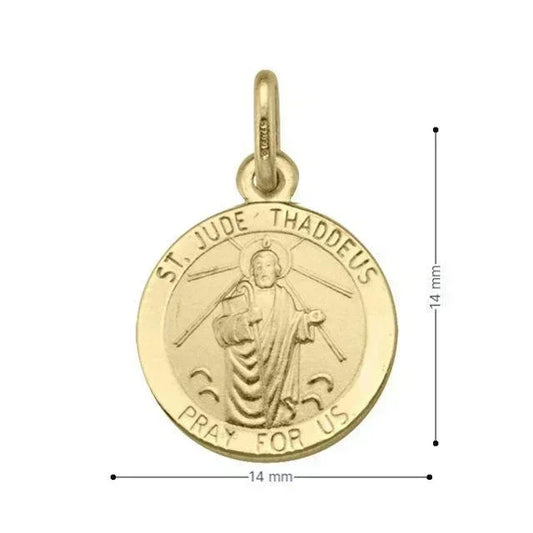 10, 14 Karat Yellow Gold Solid St. Jude Medalion