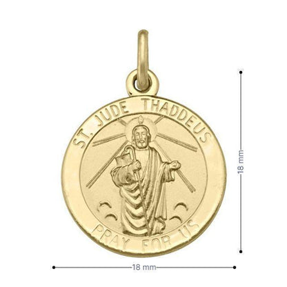 10, 14 Karat Yellow Gold Solid St. Jude Medalion