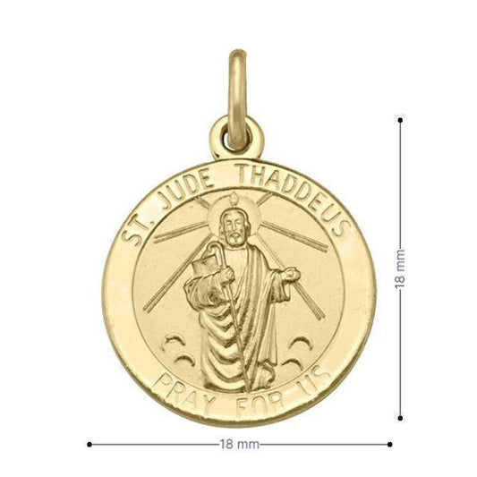 10, 14 Karat Yellow Gold Solid St. Jude Medalion