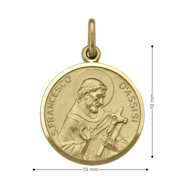 18 Karat Yellow Gold Solid St. Francis Medalion