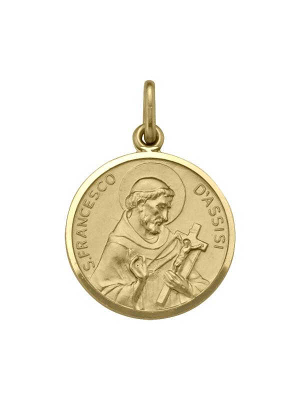 18 Karat Yellow Gold Solid St. Francis Medalion