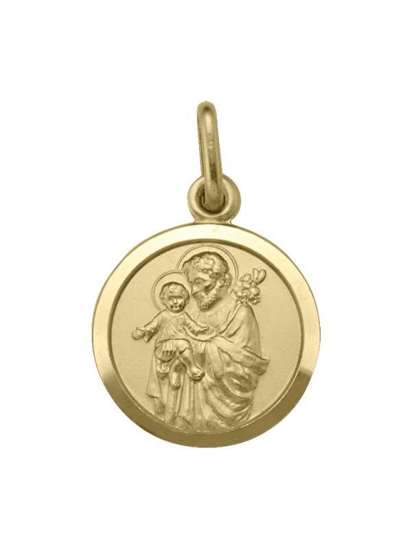 18 Karat Yellow Gold Solid St. Joseph Medalion
