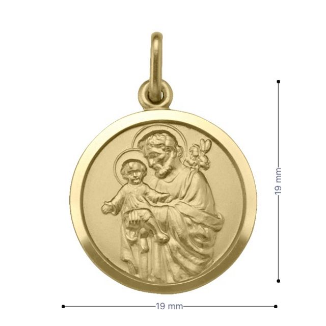 18 Karat Yellow Gold Solid St. Joseph Medalion