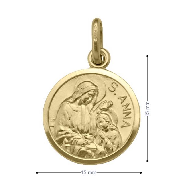 18 Karat Yellow Gold Solid St. Anne Medalion