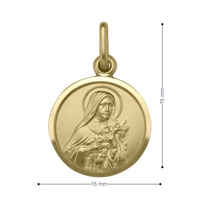 18 Karat Yellow Gold Solid St. Teresa Medalion