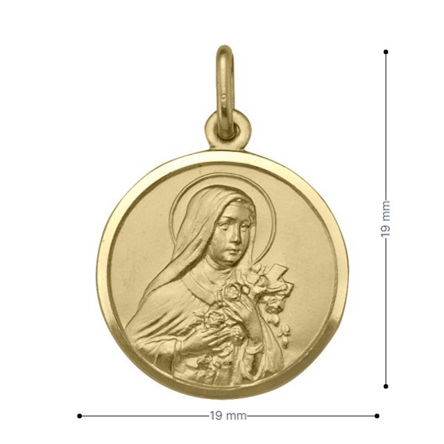 18 Karat Yellow Gold Solid St. Teresa Medalion