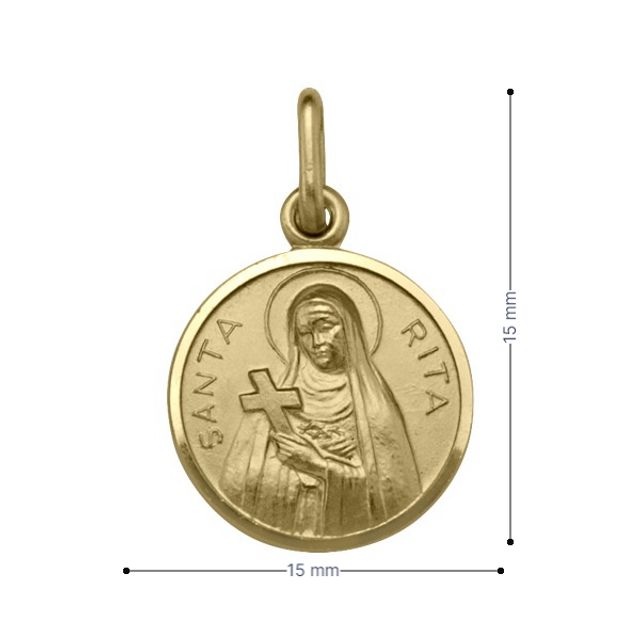 18 Karat Yellow Gold Solid St. Rita Medalion