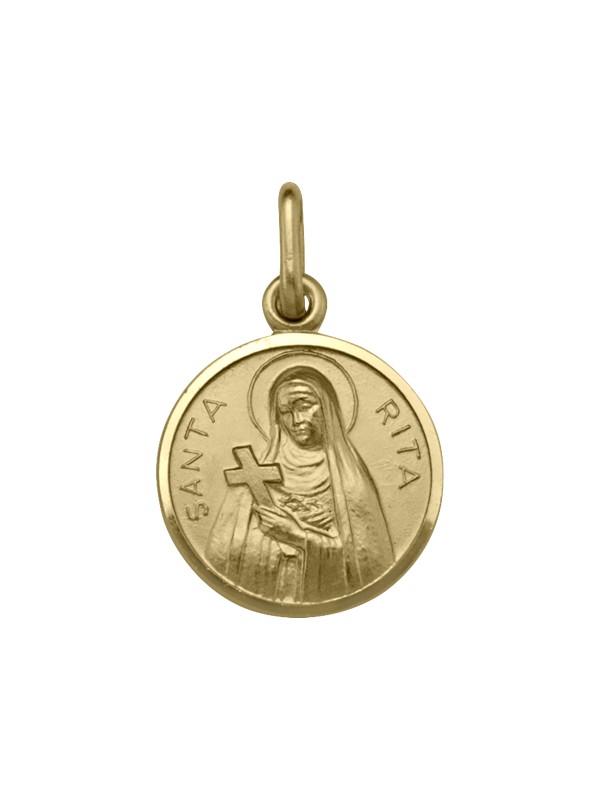 18 Karat Yellow Gold Solid St. Rita Medalion