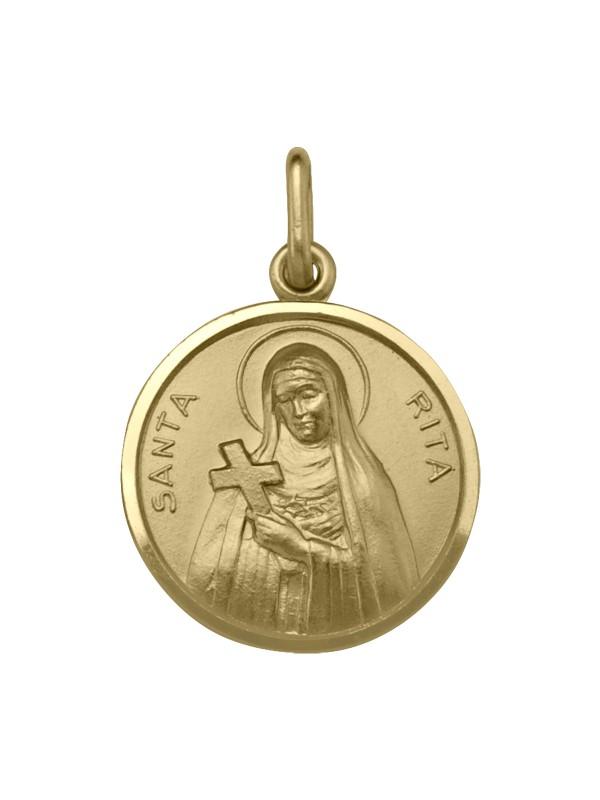 18 Karat Yellow Gold Solid St. Rita Medalion