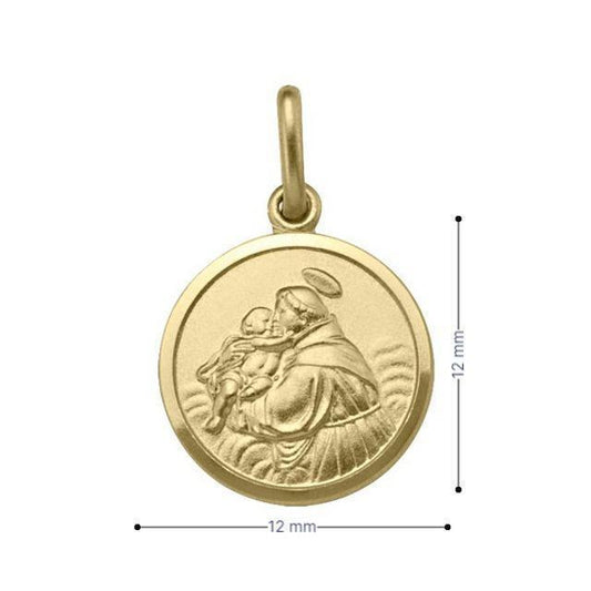 10, 14, 18 Karat Yellow Gold Solid St. Anthony Medalion
